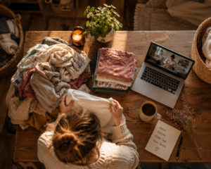 Videocall Coworking Session am Laptop